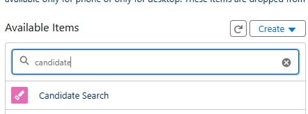 Add Candidate Search to the Selected Items