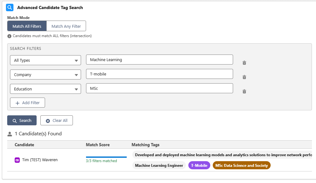 The Simply Advanced Candidate Tag Search in action