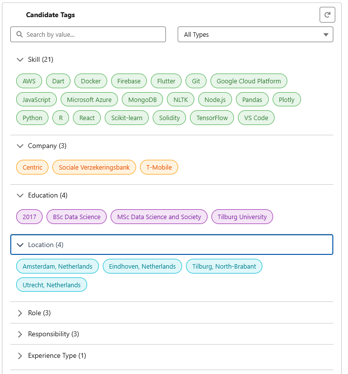 The Simply Candidate Tag Viewer in action