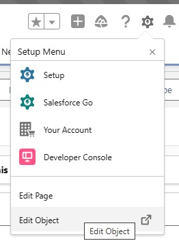 Click the settings icon and select "Edit Object"