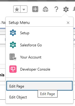 Click the settings icon and select "Edit Page"
