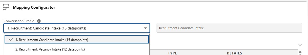 Select the Conversation Profile you want to map