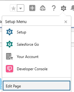 Click the settings icon and select "Edit Page"