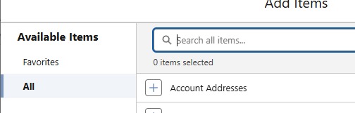 Search for items to add to your navigation bar