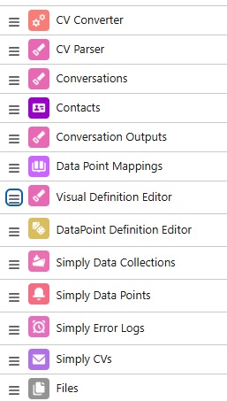 Ensure all of these navigation items are present in your Simply app